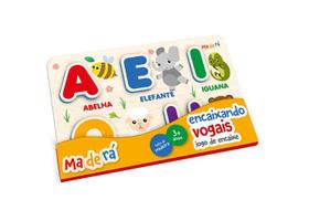 Jogo de Encaixe - Encaixando as Vogais em Madeira - Toyster