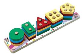 Jogo De Encaixe Formas E Cores Disney Minnie 5 Colunas Mdf