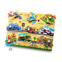 Jogo de Encaixe Transportes com Pino Montessori Yins Kids Brinquedo Didatico Pedagogico