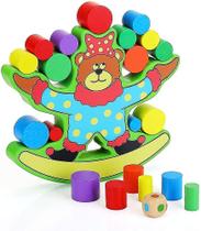 Jogo de equilíbrio Shxx Bear Wood Children com tema de palhaço