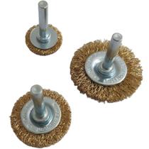 Jogo De Escova De Aço Com Haste Circular Furadeira 3 Pçs