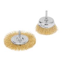 Jogo de escova latonada, 1 plana 100mm, 1 tipo copo 75mm, com haste, 2pcs // mtx Jogo de escova latonada, 1 plana 100mm, 1 tipo copo 75mm, com haste, 2pcs // mtx