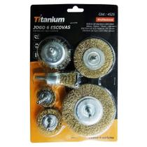 Jogo De Escovas Aço Carbono 6 Peças Titanium Jogo De Escovas Aço Carbono 6 Peças Titanium