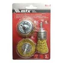 Jogo De Escovas Com 3 Peças De Aço Circular Mtx