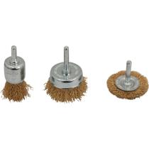 Jogo De Escovas Com 3 Peças Tipo Circular Copo E Pincel Aço