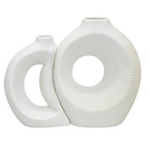Jogo de Esculturas Vasos Decorativo em Cerâmica 2 peças Solar - Rio Home Jogo de Esculturas Vasos Decorativo em Cerâmica 2 peças Solar - Rio Home