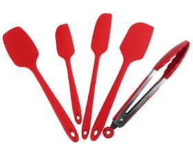 Jogo De Espátulas e Pegador Para Salada Em Silicone Resistente Altas Temperaturas Não Risca Panela