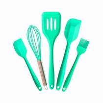 Jogo De Espátulas Silicone Verde P/ Cozinha Bolo Confeitaria 5 Pcs - FCEN