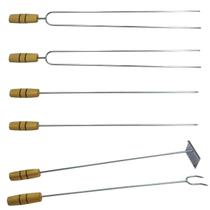 Jogo De Espeto Churrasco 49 Cm 2 Duplos 2 Simples + Suporte - Riomar Equipesca