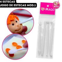 Jogo de Esteca Pequeno Modelo 1 5641 Pasta Americana Biscuit Bolos Modelar Mago - 4 Estecas