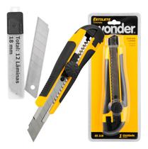 Jogo de estilete Profissional com trava mais 12 lâminas 18mm Vonder ES218