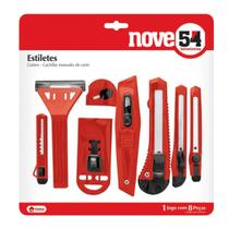 JOGO DE ESTILETES c 8 pecas Blister - NOVE54 JOGO DE ESTILETES c 8 pecas Blister - NOVE54