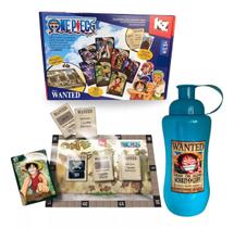 Jogo de estratégia Wanted One Piece Piratas + Garrafinha de Água Infantil Elka
