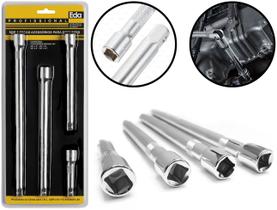 Jogo De Extensão Manual Para Soquetes 4 Peças Aço Acabamento Cromado 3/8 Polegadas Eda Jogo De Extensão Manual Para Soquetes 4 Peças Aço Acabamento Cromado 3/8 Polegadas Eda