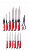 Jogo De Faca 14 Peças Oster Cutlery Set Aço Inoxidável Red