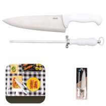 Jogo De Faca Chaira 2 Pçs Inox Churrasco Cortar Carnes Premium - 3949 Mor