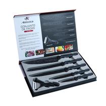 Jogo De Faca De Cozinha Com Descascador Em Aço Inox 6pçs Jogo De Faca De Cozinha Com Descascador Em Aço Inox 6pçs
