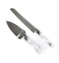 Jogo De Faca e Espatula Para Bolo Inox Com Cabo De Acrílico Jogo De Faca e Espatula Para Bolo Inox Com Cabo De Acrílico