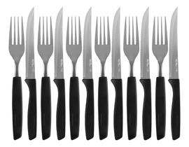 Jogo De Faca E Garfo De Mesa Cozinha Churrasco Inox 12pç