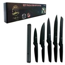 Jogo De Faca Gourmet Preta Magnetica 6 Peças
