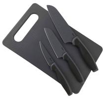 Jogo de Faca Oster Preto 4 Peças Lâmina Aço Inox Cabo Silicone