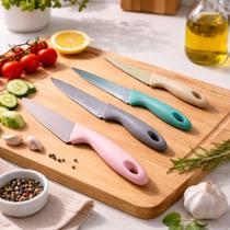 Jogo de facas 4 pçs fratelli 50% inox 50% plástico cozinha Jogo de facas 4 pçs fratelli 50% inox 50% plástico cozinha