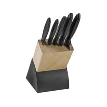 Jogo de facas 5 peças inox com suporte em madeira tramontina
