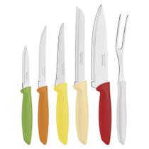 Jogo de facas 6 pcs plenus color laminas de aco inox e cabos de polipropileno tramontina
