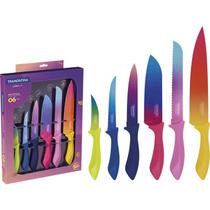 Jogo de facas 6 peças colorcut lâminas em aço inox coloridas