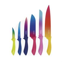 Jogo de facas 6 peças colorcut resistente cabo polipropileno