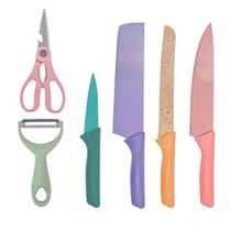 Jogo De Facas 6 Peças Coloridas Aço Inoxidável Conjunto Jogo De Facas 6 Peças Coloridas Aço Inoxidável Conjunto