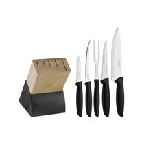 Jogo de Facas 6 Peças com Cepo Tramontina Inox Plenus Preto 23498028