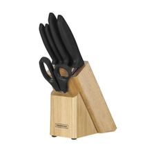 Jogo de Facas 6pc com Suporte de Madeira Tramontina Aço Inox