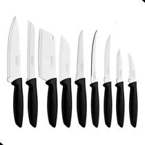 Jogo De Facas 9 facas Plenus Sortidos Laminas de Aço Inox