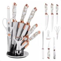 Jogo De Facas 9 Peças Aço Inox Com Suporte Em Acrílico Jogo De Facas 9 Peças Aço Inox Com Suporte Em Acrílico