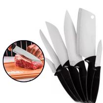 Jogo De Facas 9 Peças Faqueiro Plenus Aço Inox Cozinha Profissional Cabo Cortar Carne Santoku Masterchef Utensílios