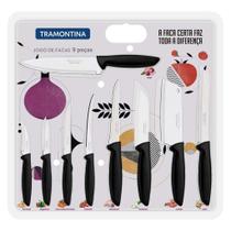 Jogo de facas 9pcs plenus preto- sortidos com laminas de aco inox Jogo de facas 9pcs plenus preto- sortidos com laminas de aco inox