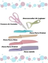 Jogo de Facas Aço Inoxidável Colorido 6 peças Jogo de Facas Aço Inoxidável Colorido 6 peças