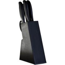 Jogo De Facas Black Com Cepo 7 Pçs Preto