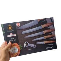 Jogo de Facas Cabo Madeira Conjunto 6 Peças Lindo Presente Jogo de Facas Cabo Madeira Conjunto 6 Peças Lindo Presente