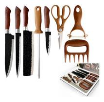 Jogo De Facas Chef Profissional 8 Pçs Cozinha Churrasco Inox Jogo De Facas Chef Profissional 8 Pçs Cozinha Churrasco Inox