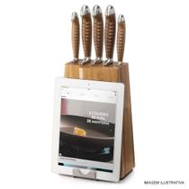 Jogo de Facas Chef Renaissance Hércules 5 peças com Cepo com Suporte Tablet Jogo de Facas Chef Renaissance Hércules 5 peças com Cepo com Suporte Tablet