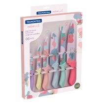 Jogo de Facas Colorcut com Lâminas em Aço Inox e Cabos de Polipropileno Colorido 06 Pc Tramontina