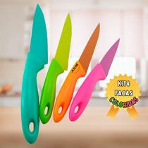 Jogo de facas coloridas aço inox cozinha churrasco legumesa - HM
