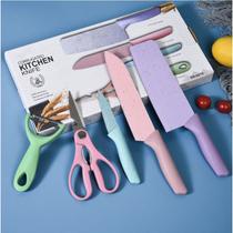 Jogo de facas colorido c/ 6 peças Aco inox - kit de facas c/ 6 peças de aço inoxidável