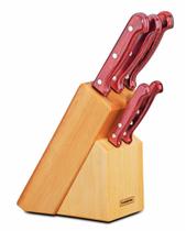 Jogo de Facas com Cepo Polywood Vermelho 6 peças Tramotina 21199/783