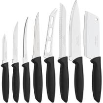 Jogo de Facas com Lâmina em Aço Inox e Cabo Preto com 8 Peças da Linha Plenus - 23498032 - TRAMONTINA Jogo de Facas com Lâmina em Aço Inox e Cabo Preto com 8 Peças da Linha Plenus - 23498032 - TRAMONTINA