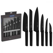 Jogo de facas com lâminas em aço inox cabo preto 6 peças - Nygma - Tramontina
