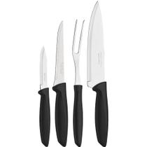 Jogo de Facas com Lâminas em Aço Inox e Cabos Preto com 4 Peças da Linha Plenus - 23498031 - TRAMONTINA Jogo de Facas com Lâminas em Aço Inox e Cabos Preto com 4 Peças da Linha Plenus - 23498031 - TRAMONTINA