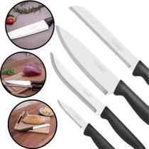 Jogo de Facas Cozinha 4 peças Cabo Preto com Lâminas de Inox Jogo de Facas Cozinha 4 peças Cabo Preto com Lâminas de Inox